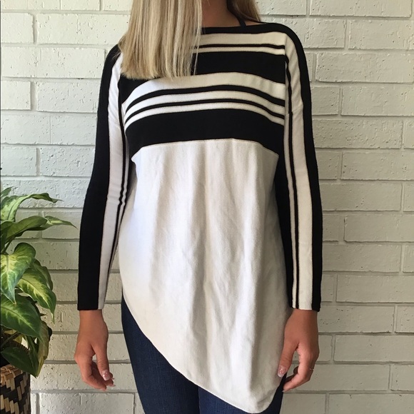 St. John Sweaters - ST. JOHN Cashmere Blend Sweater Black White Stripe